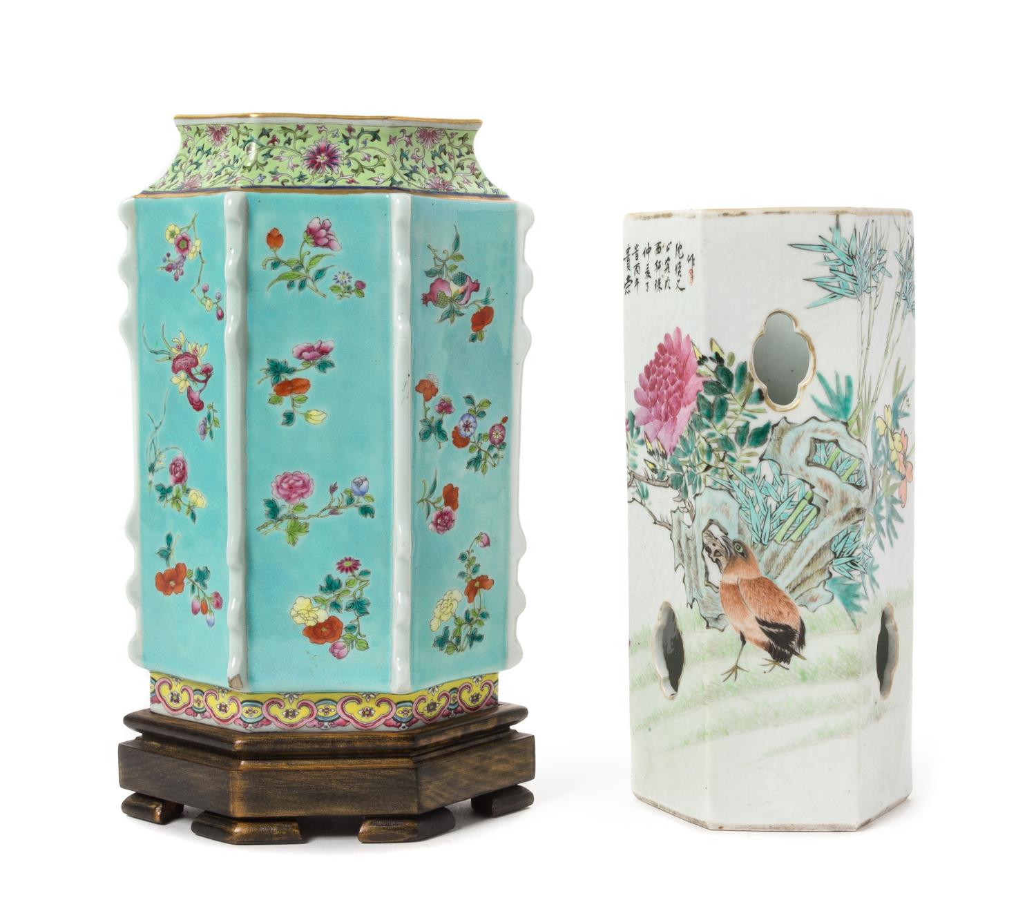 Two Famille Rose Porcelain Vases