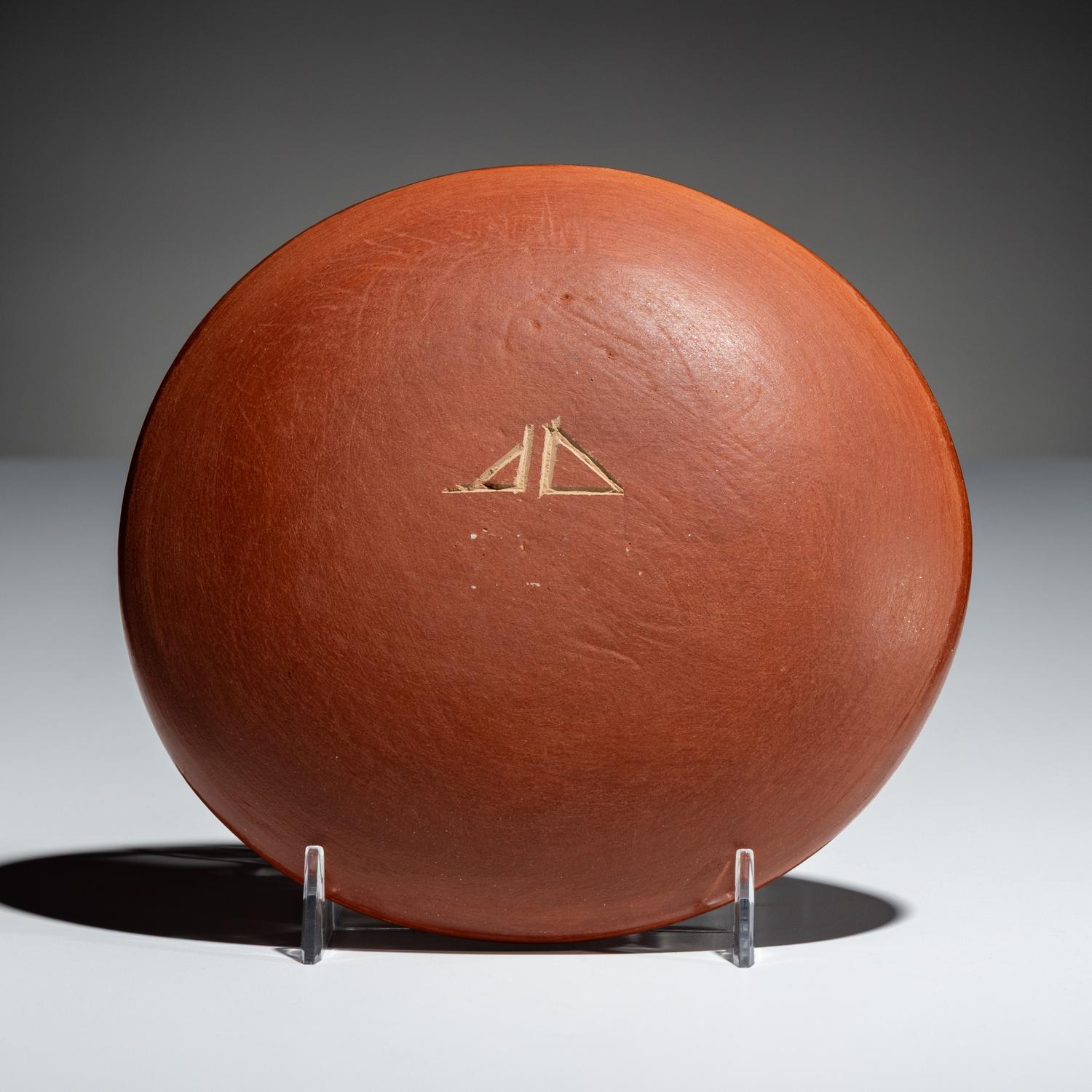 Redware Sgraffito Pottery Plate, with Avanyu