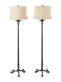 A Pair of Neoclassical Bronze Floor Lamps