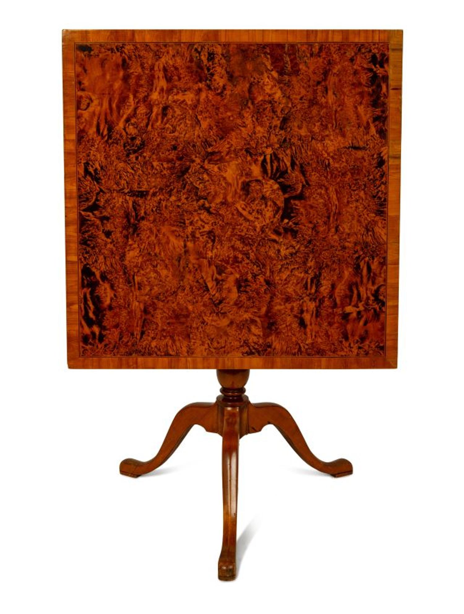 A Swedish Burl Wood Veneered Tilt Top Table — 19TH CENTURY