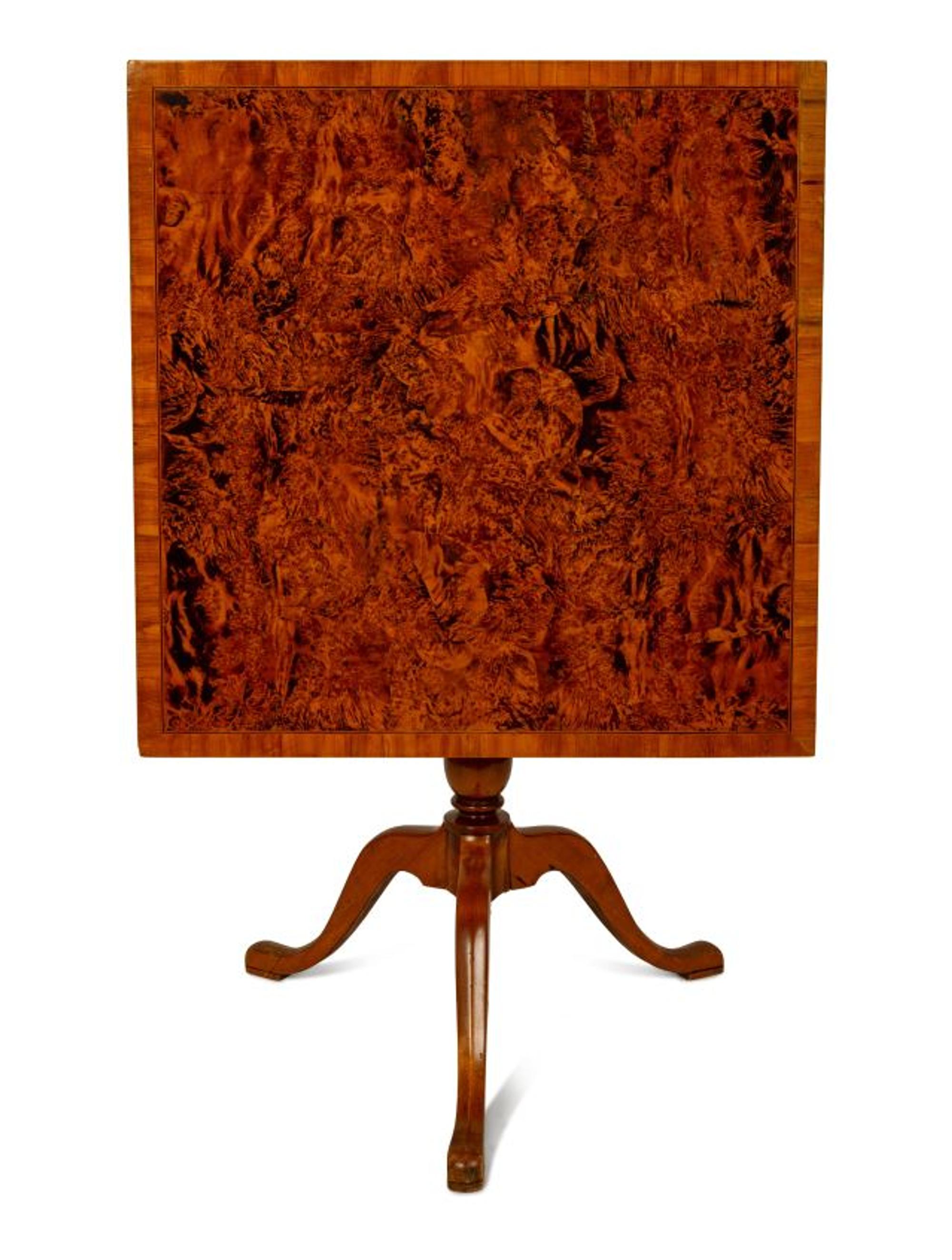 A Swedish Burl Wood Veneered Tilt Top Table — 19TH CENTURY