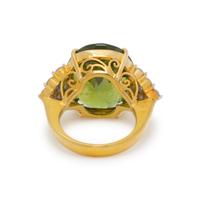 PERIDOT, DIAMOND, AND YELLOW GOLD RING