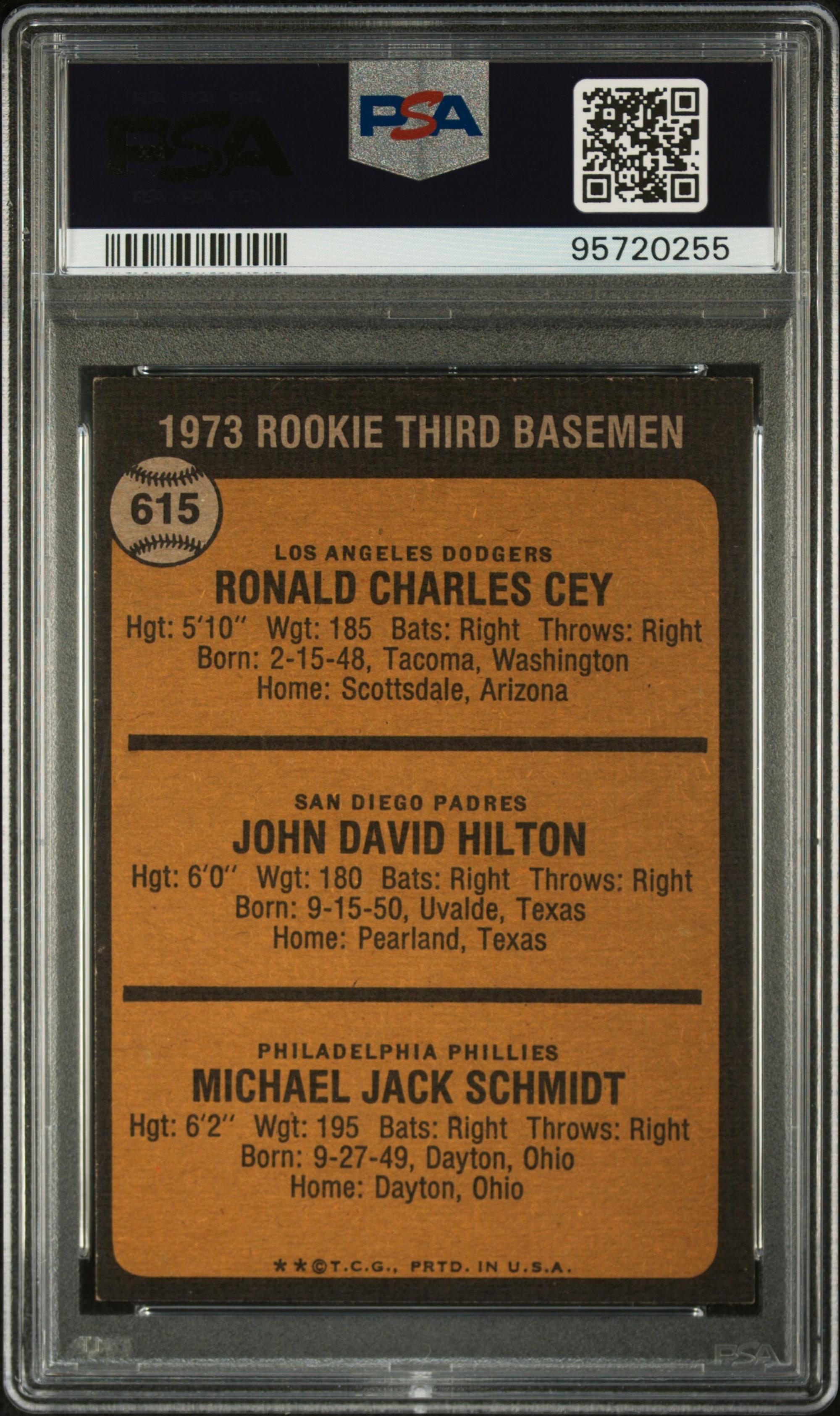 A 1973 Topps Mike Schmidt Rookie Baseball Card No. 615 (PSA 8 NM-MT)