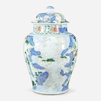 A Chinese wucai-decorated porcelain large jar and cover
