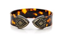 A Sterling Silver and Marcasite Tortoiseshell Cuff Bracelet, .75" W.
