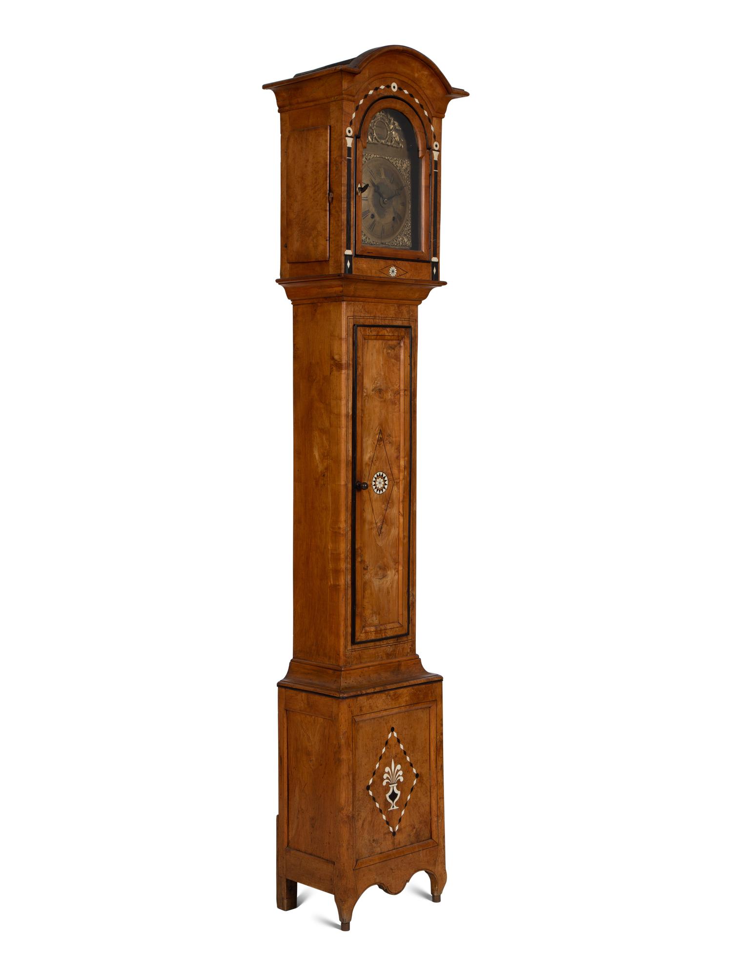 A French Fruitwood and Marquetry Tall Case Clock