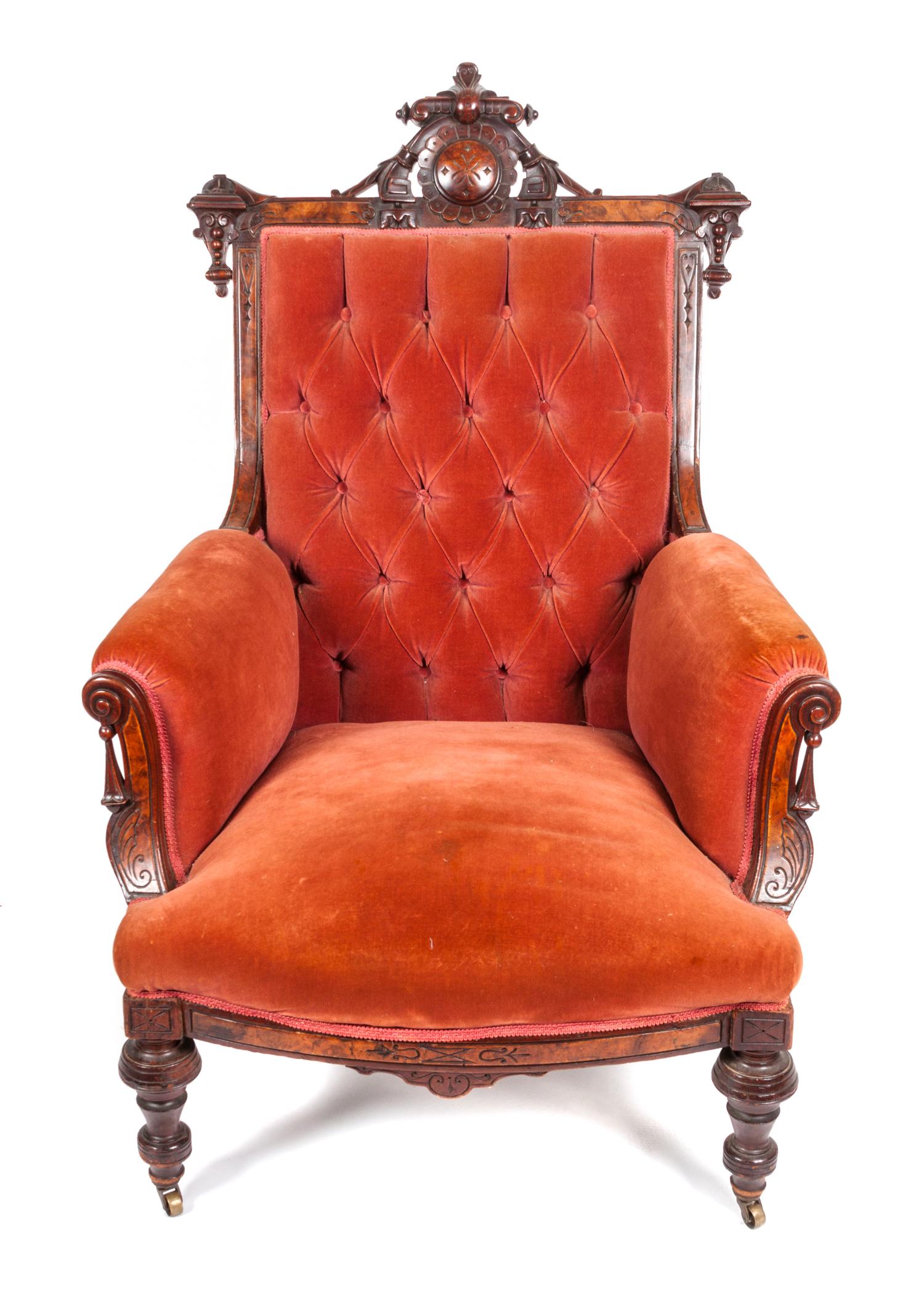 A Victorian Walnut Armchair Height 43 inches. — SECOND HALF 19TH CENTURY