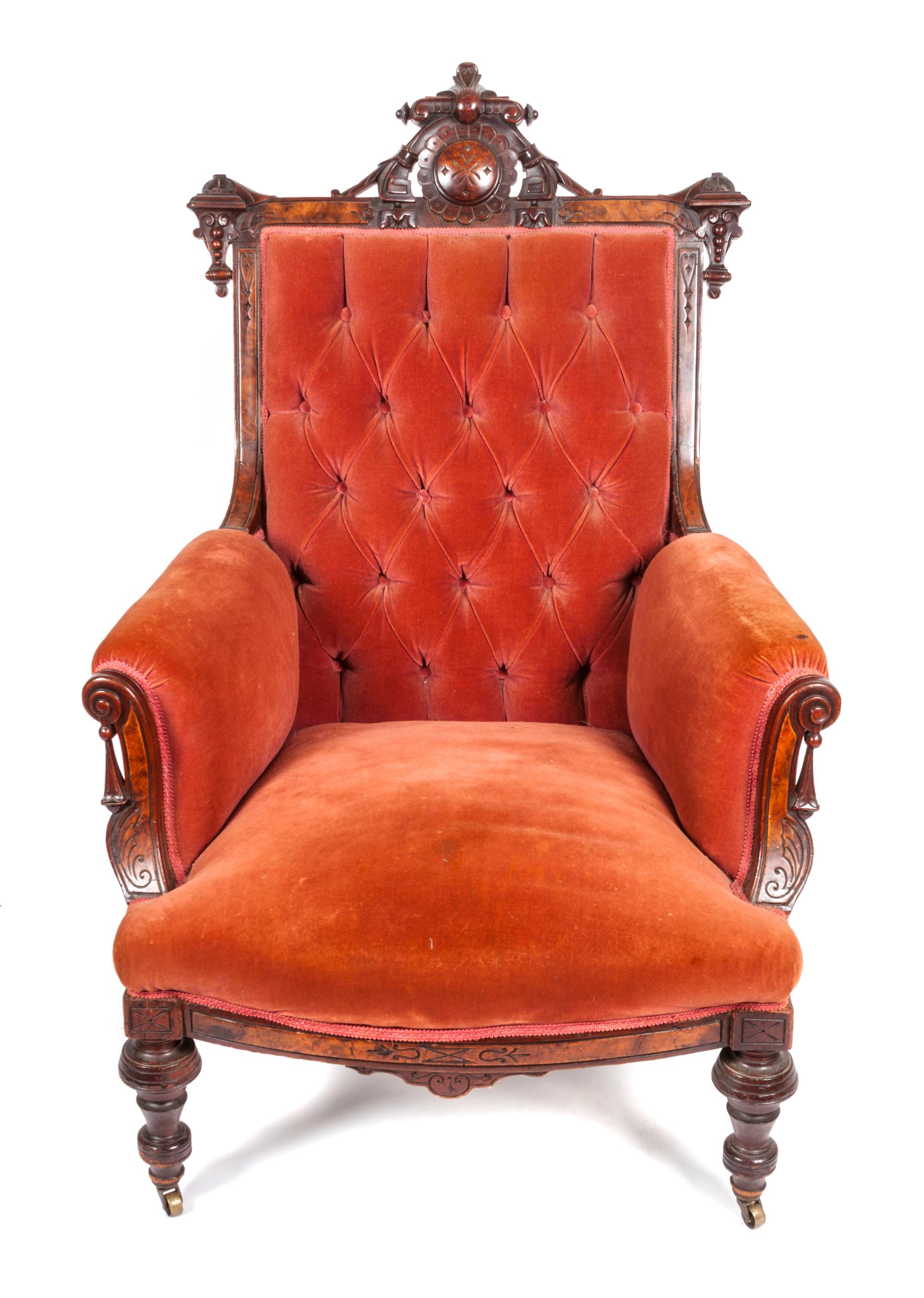 A Victorian Walnut Armchair Height 43 inches. — SECOND HALF 19TH CENTURY