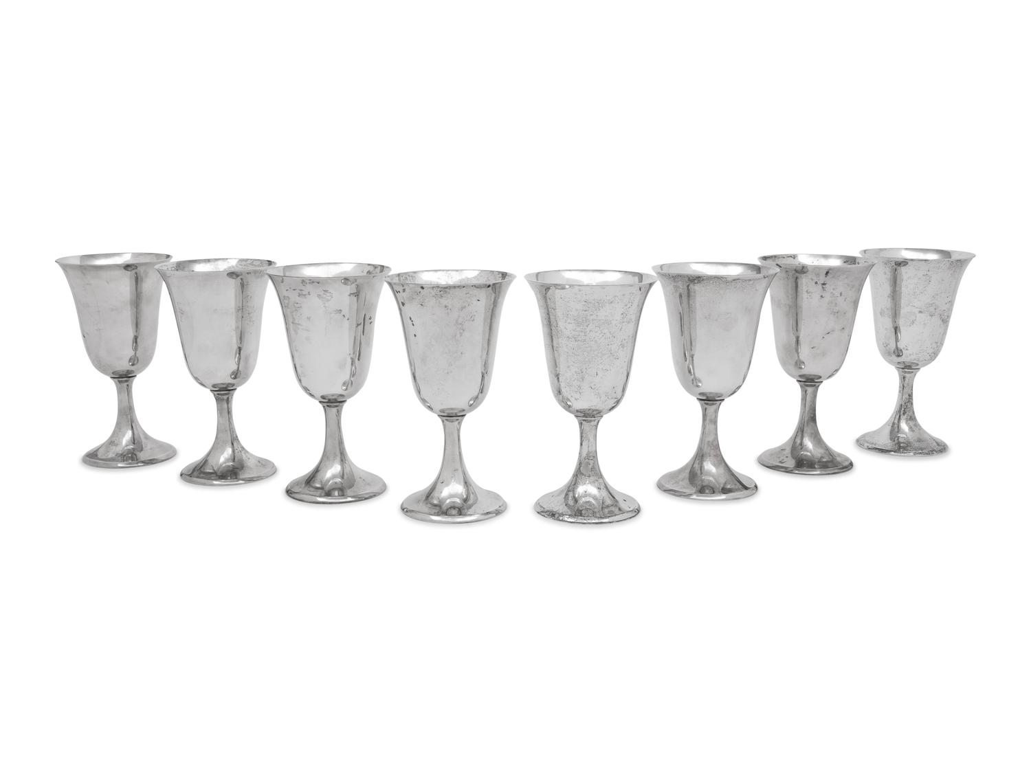 A Set of Eight American Silver Goblets
