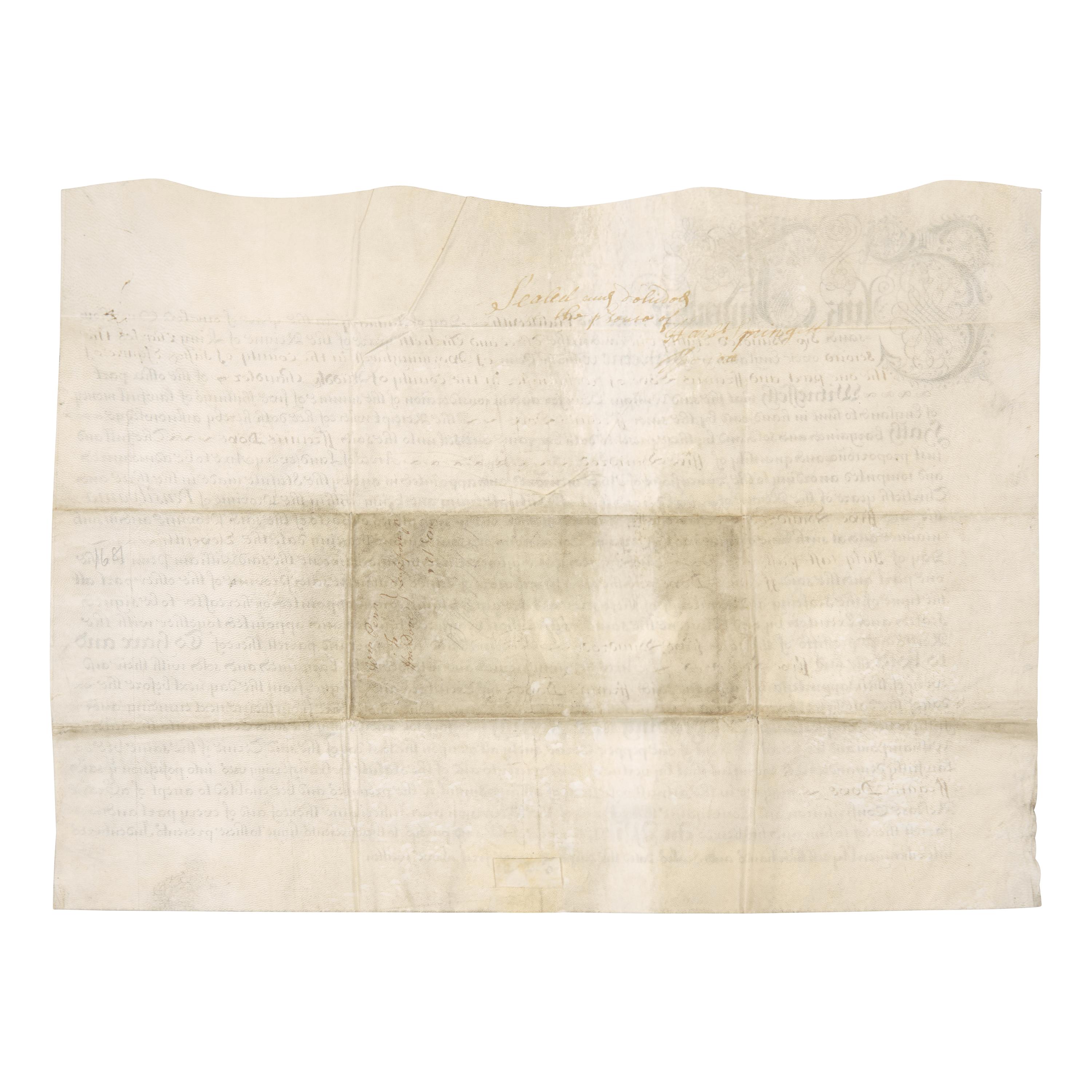 [Philadelphia] Penn, William. Signed Land Indenture
