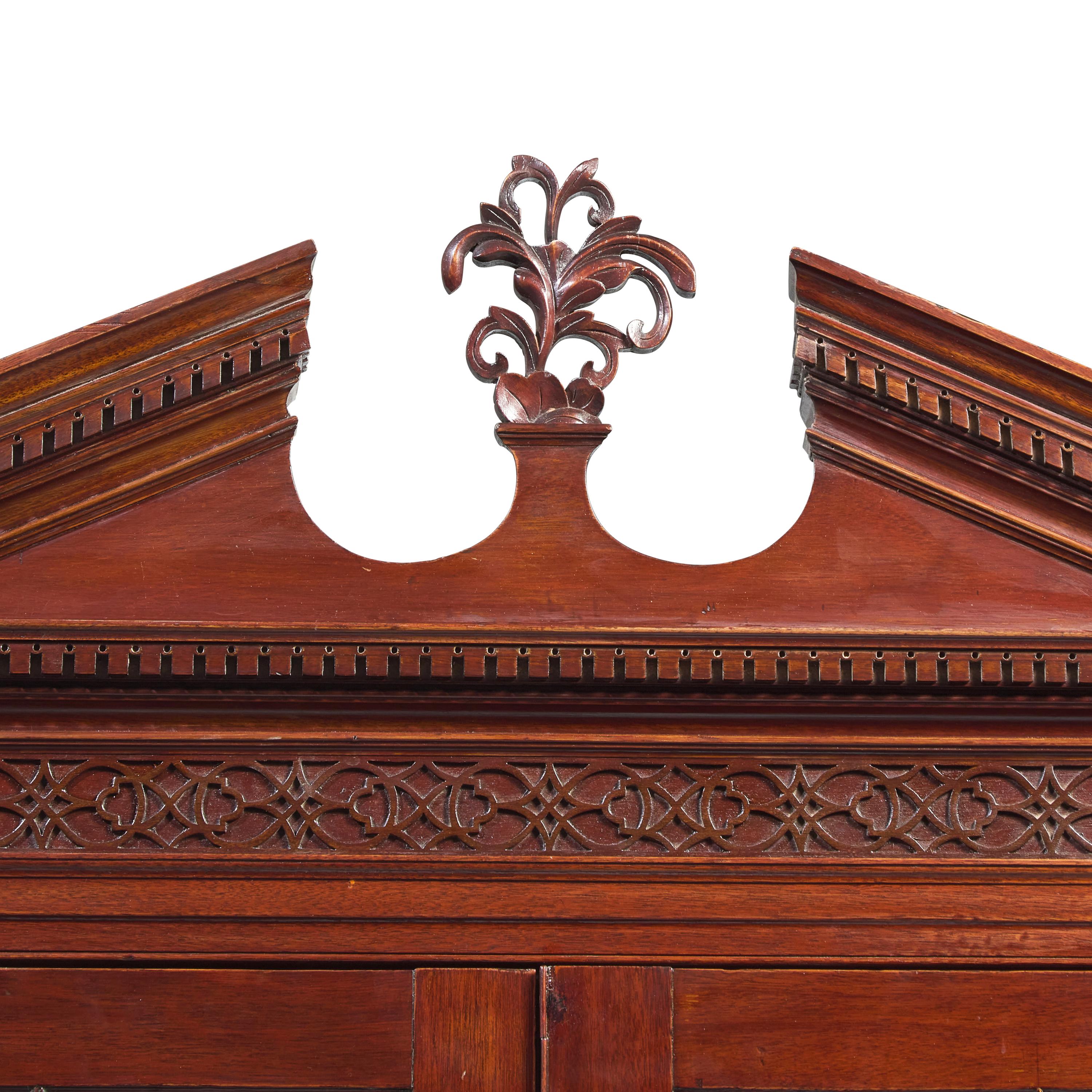 A George III Mahogany and Satinwood Secretary Bookcase