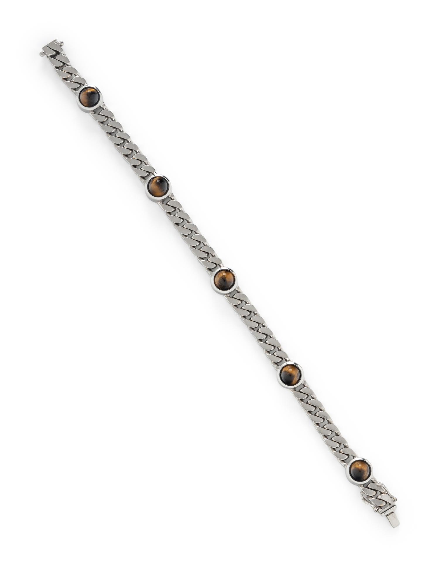 WHITE GOLD AND TIGER'S EYE BRACELET