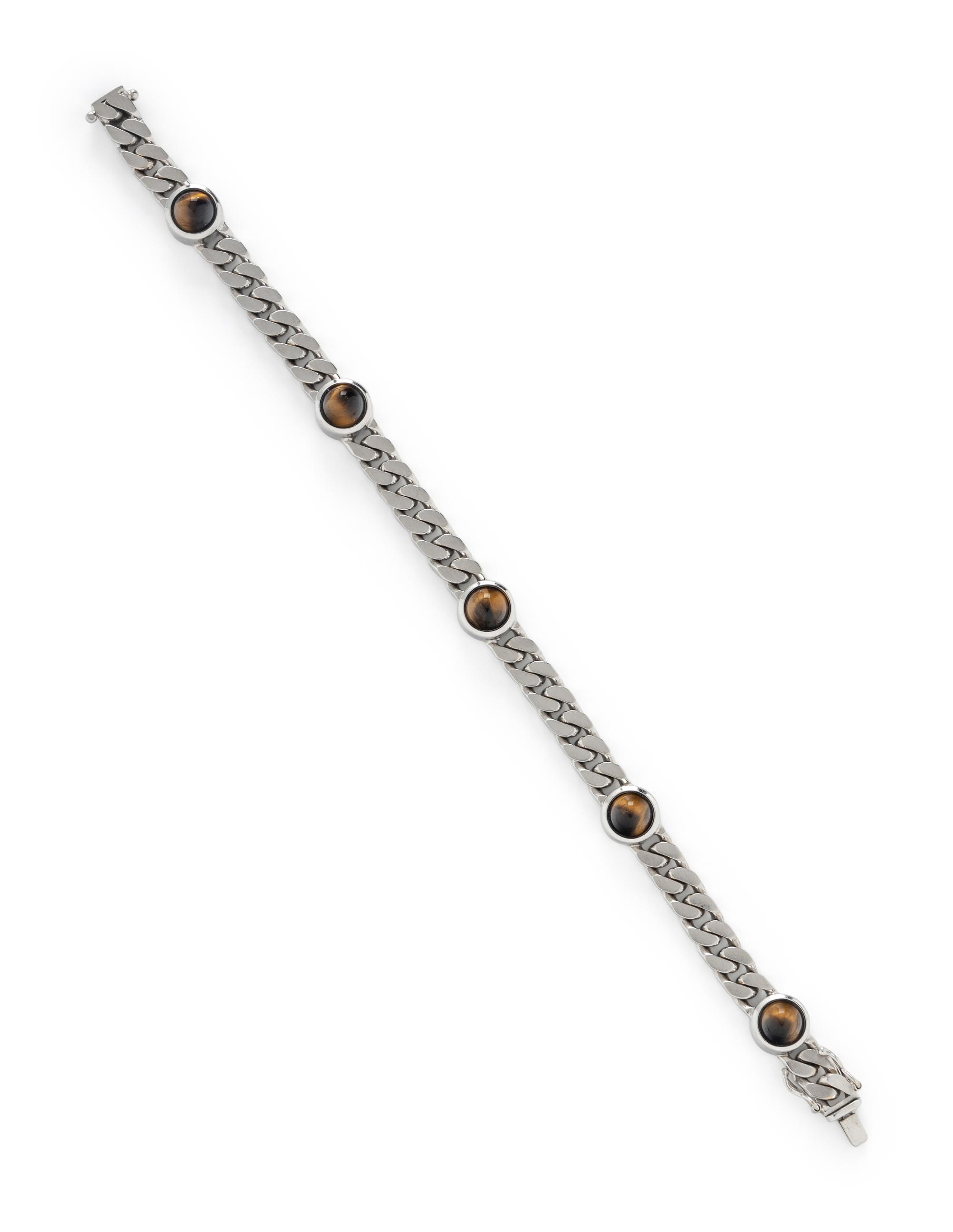 WHITE GOLD AND TIGER'S EYE BRACELET