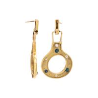YELLOW GOLD, DIAMOND AND SAPPHIRE EARRINGS