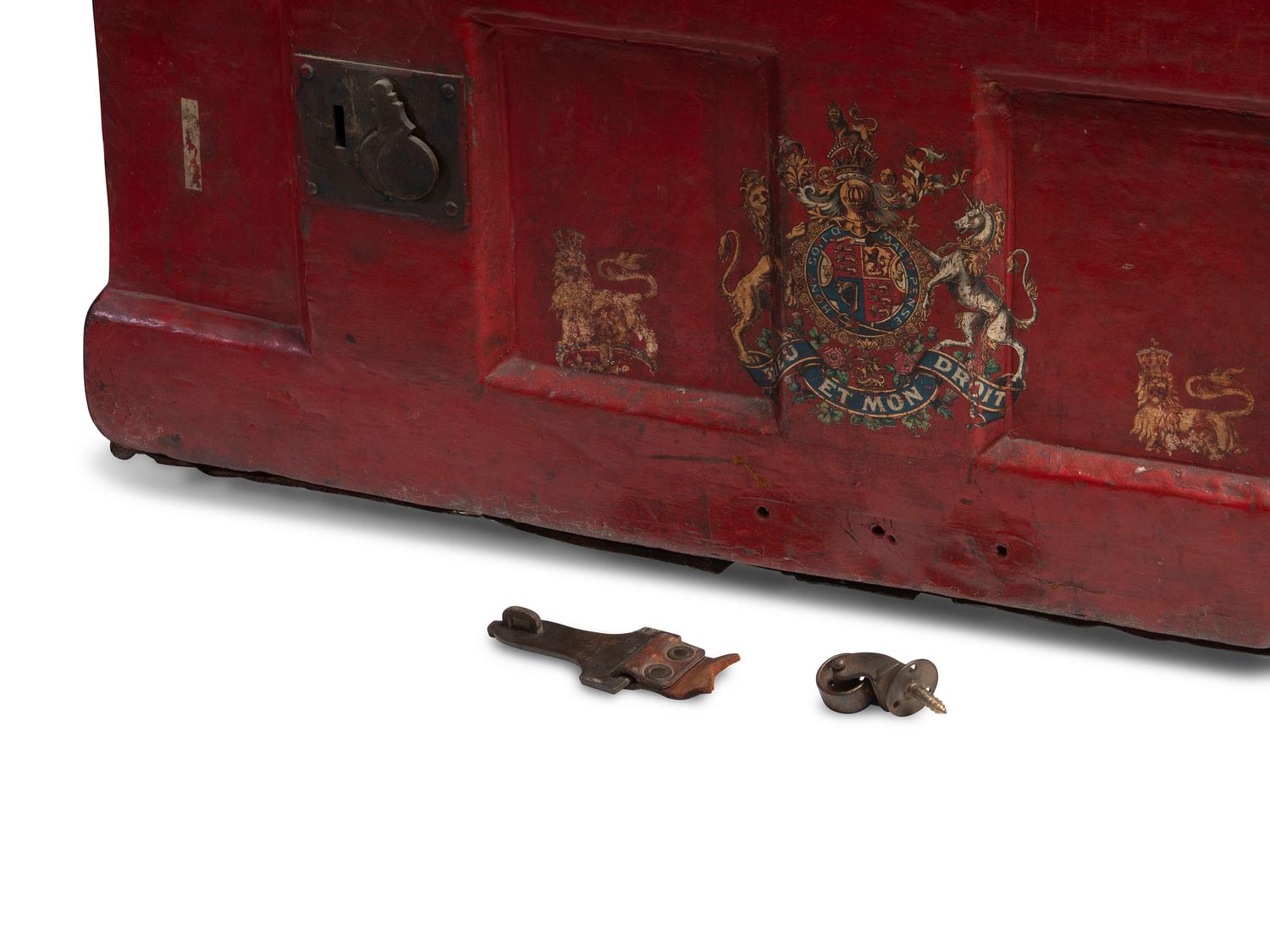 An English Painted Leather Trunk