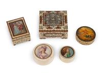 Five Portrait Inset or Engraved Boxes