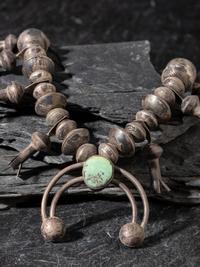Navajo Coin and Turquoise Squash Blossom Necklace