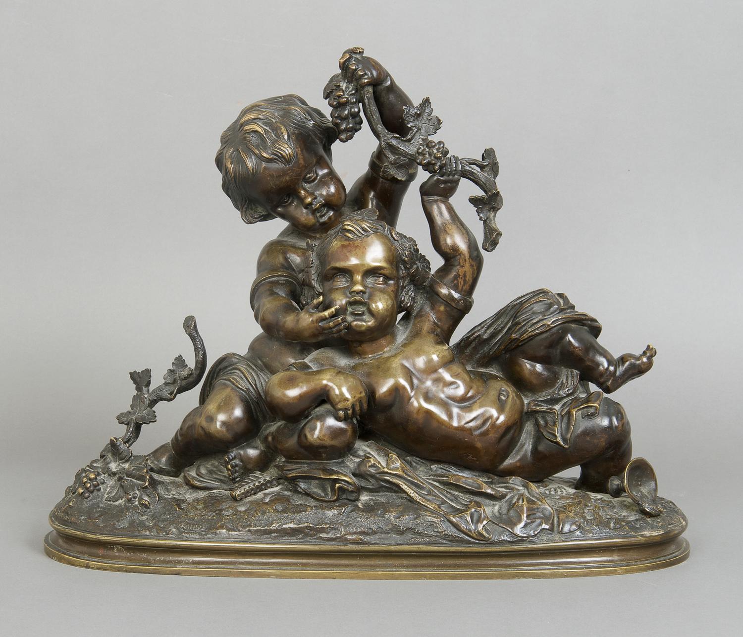A Bronze Sculpture of Bacchanalia, Height 12 x width 16 inches.