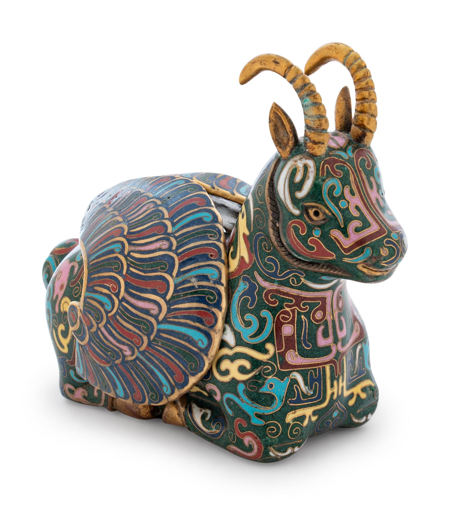 A Cloisonné Enameled Animal-Form Censer