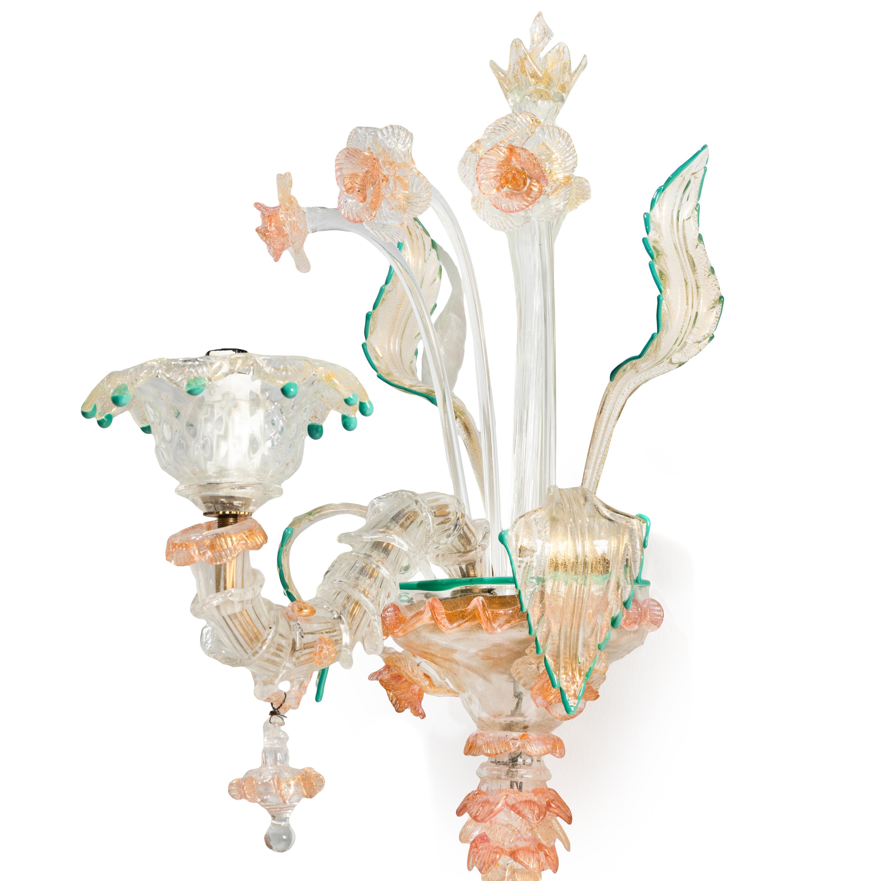 A Pair of Murano Glass Sconces