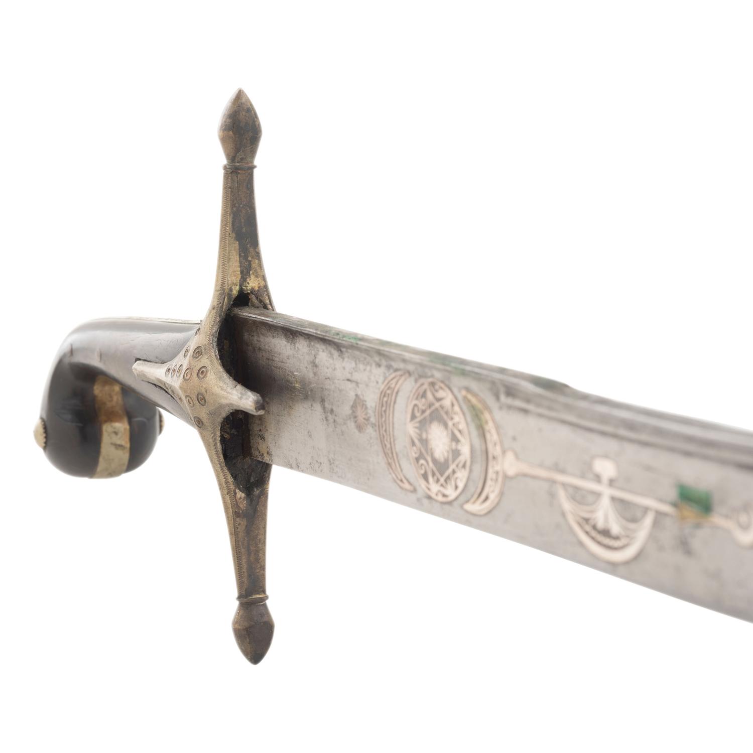 Highly Decorated Ottoman Kilij with Engraved Metal Covered Scabbard