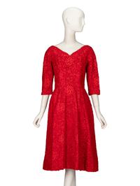 SCAASI, RED LACE DRESS