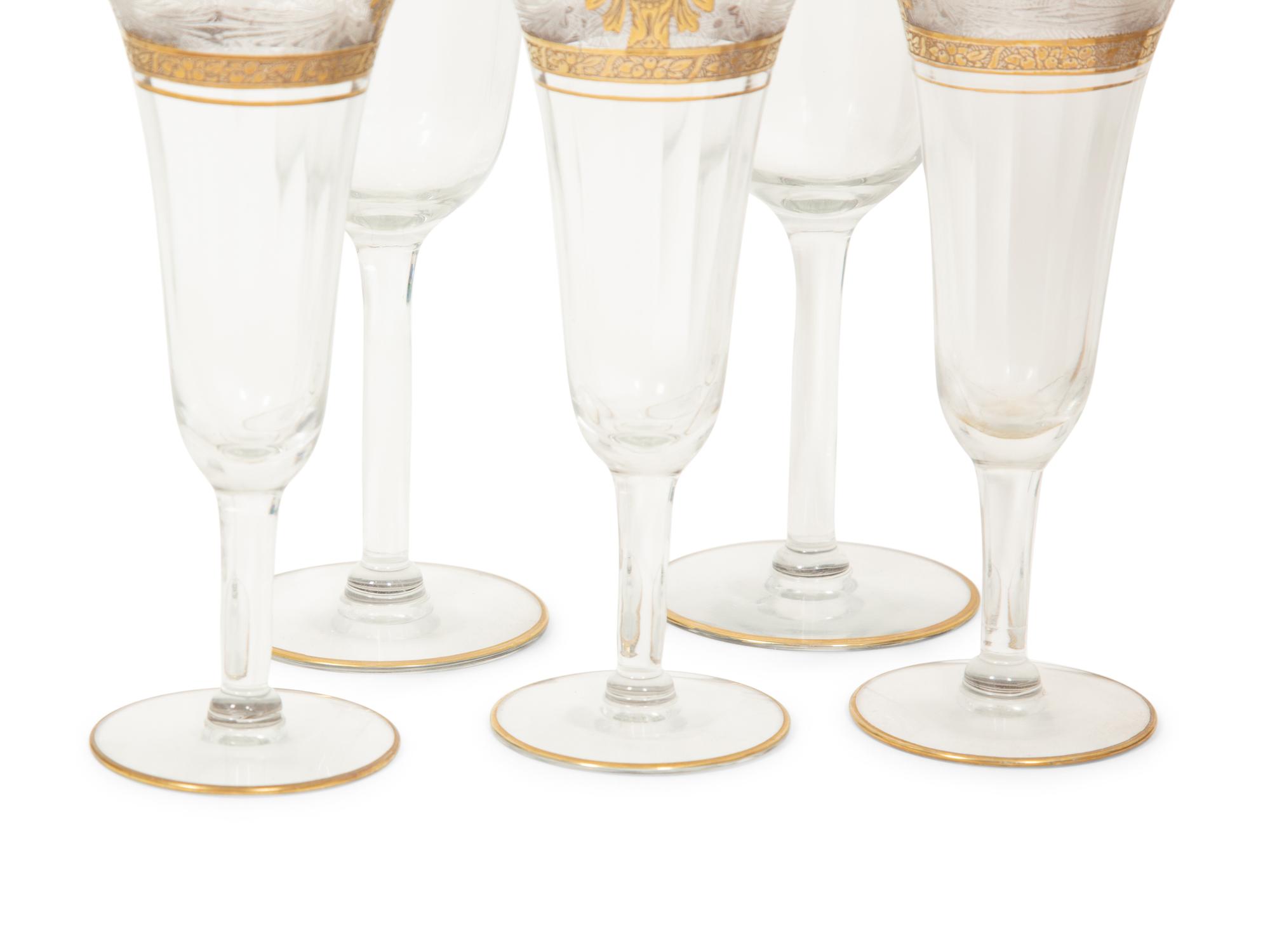An American Parcel Gilt Glass Stemware Service
