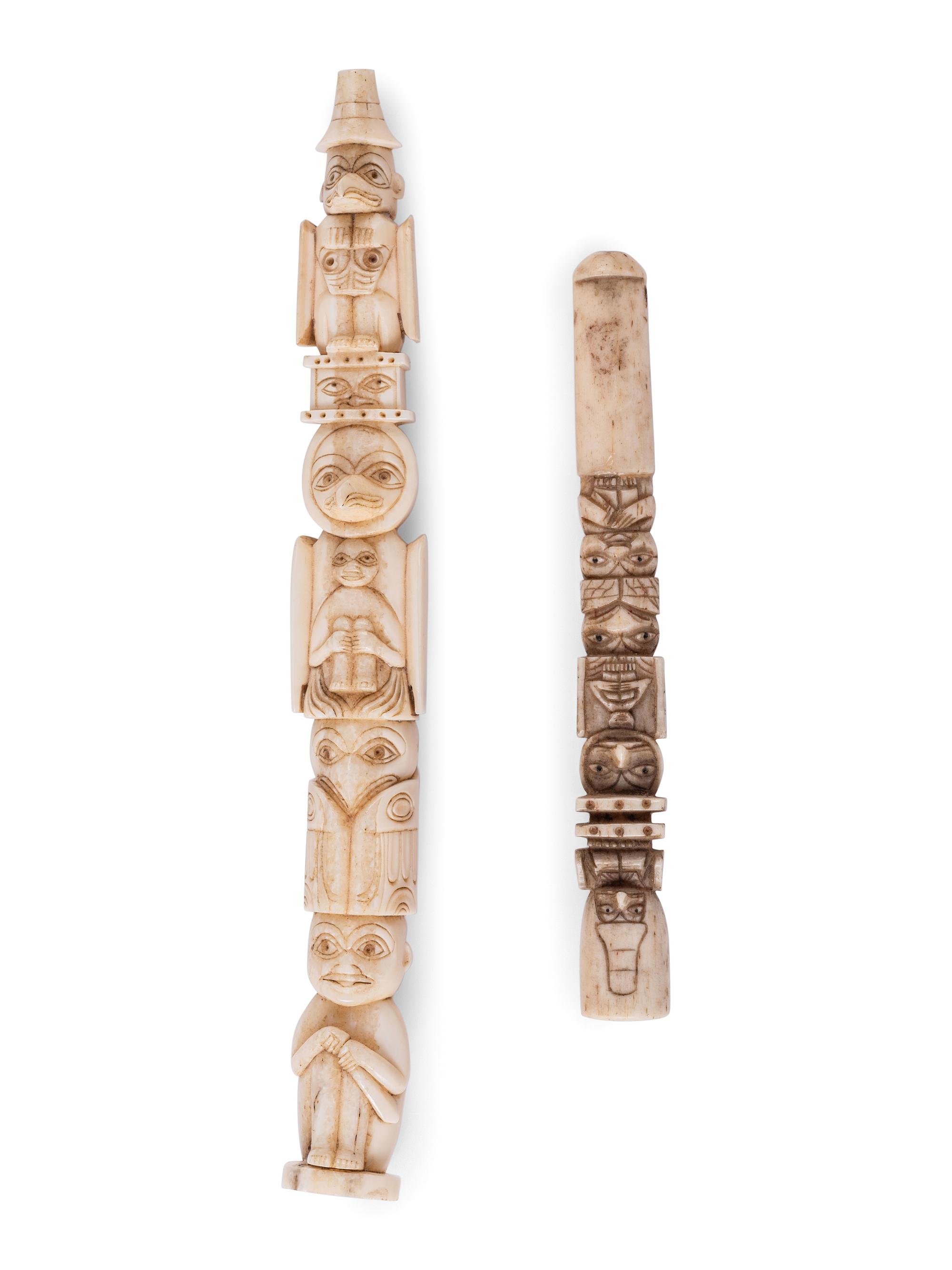 Northwest Coast Model Totem Pole and Cigarette Holder