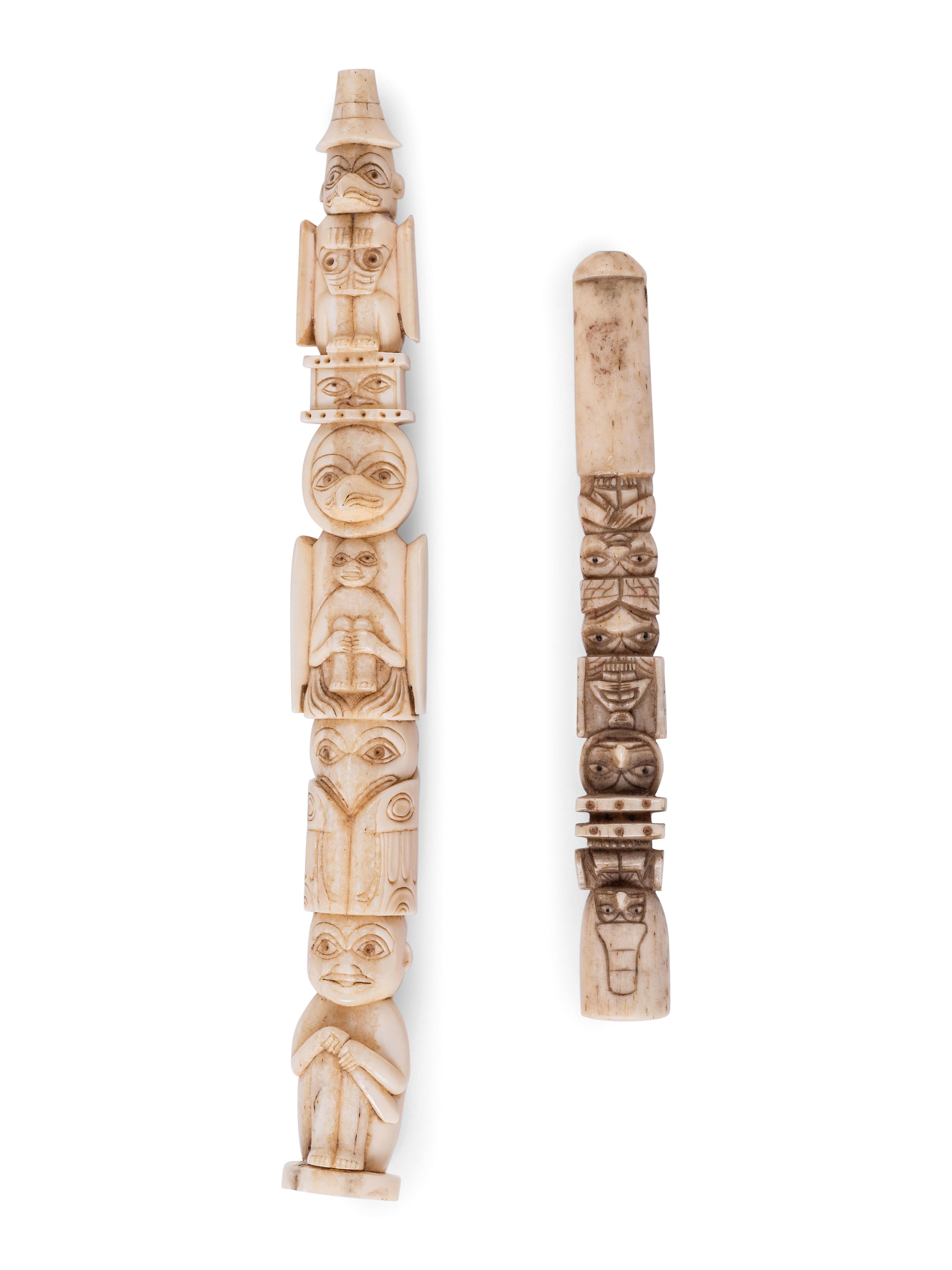 Northwest Coast Model Totem Pole and Cigarette Holder