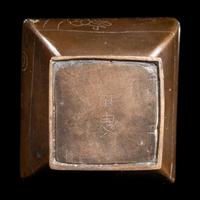 A Small Chinese Silver Inlaid Bronze Pitch Pot