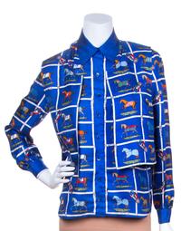 An Hermes Silk Horse Motif Top Ensemble, Size 42.