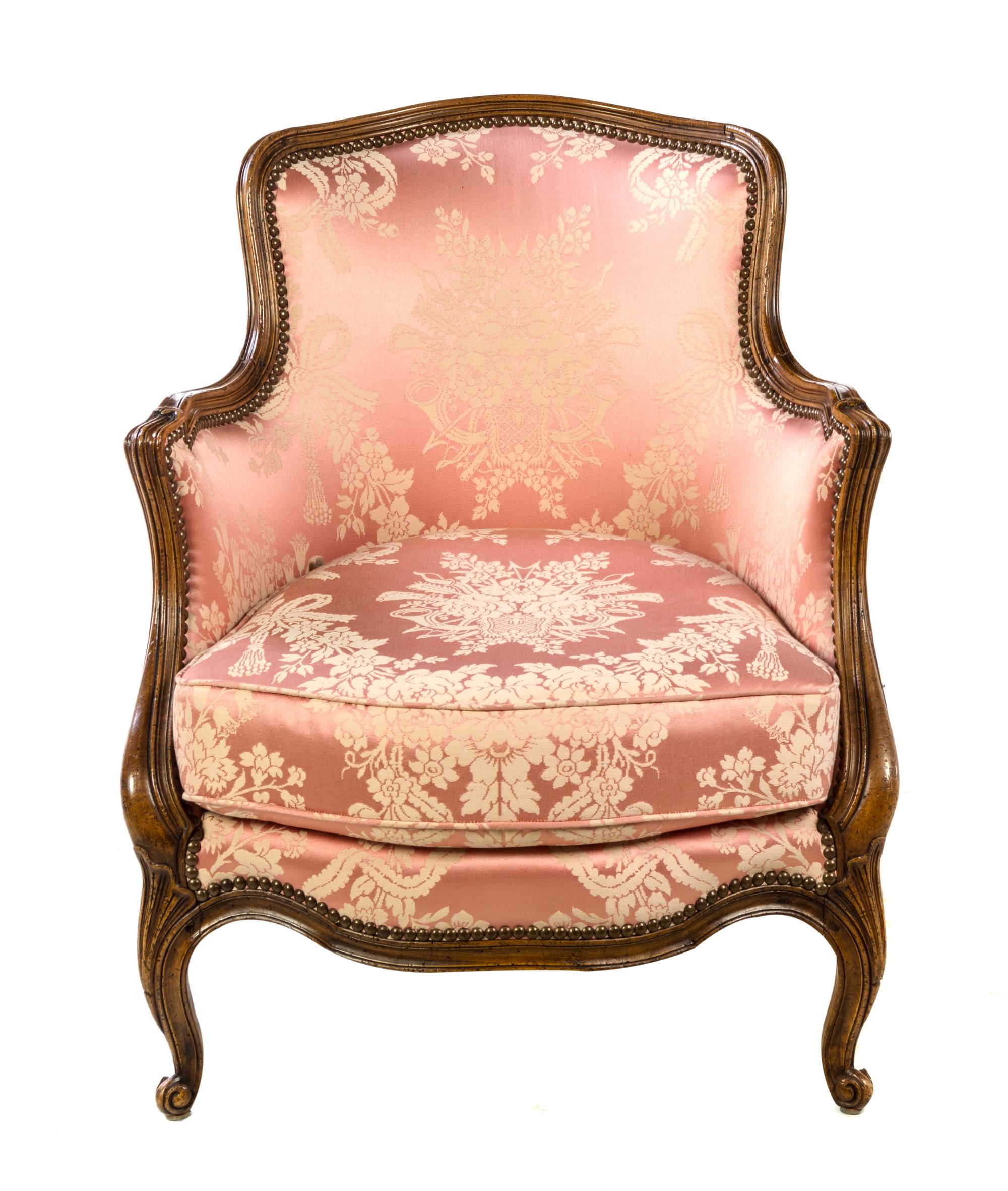 A Louis XV Style Walnut Bergere Height 27 1/2 inches. — 19TH CENTURY
