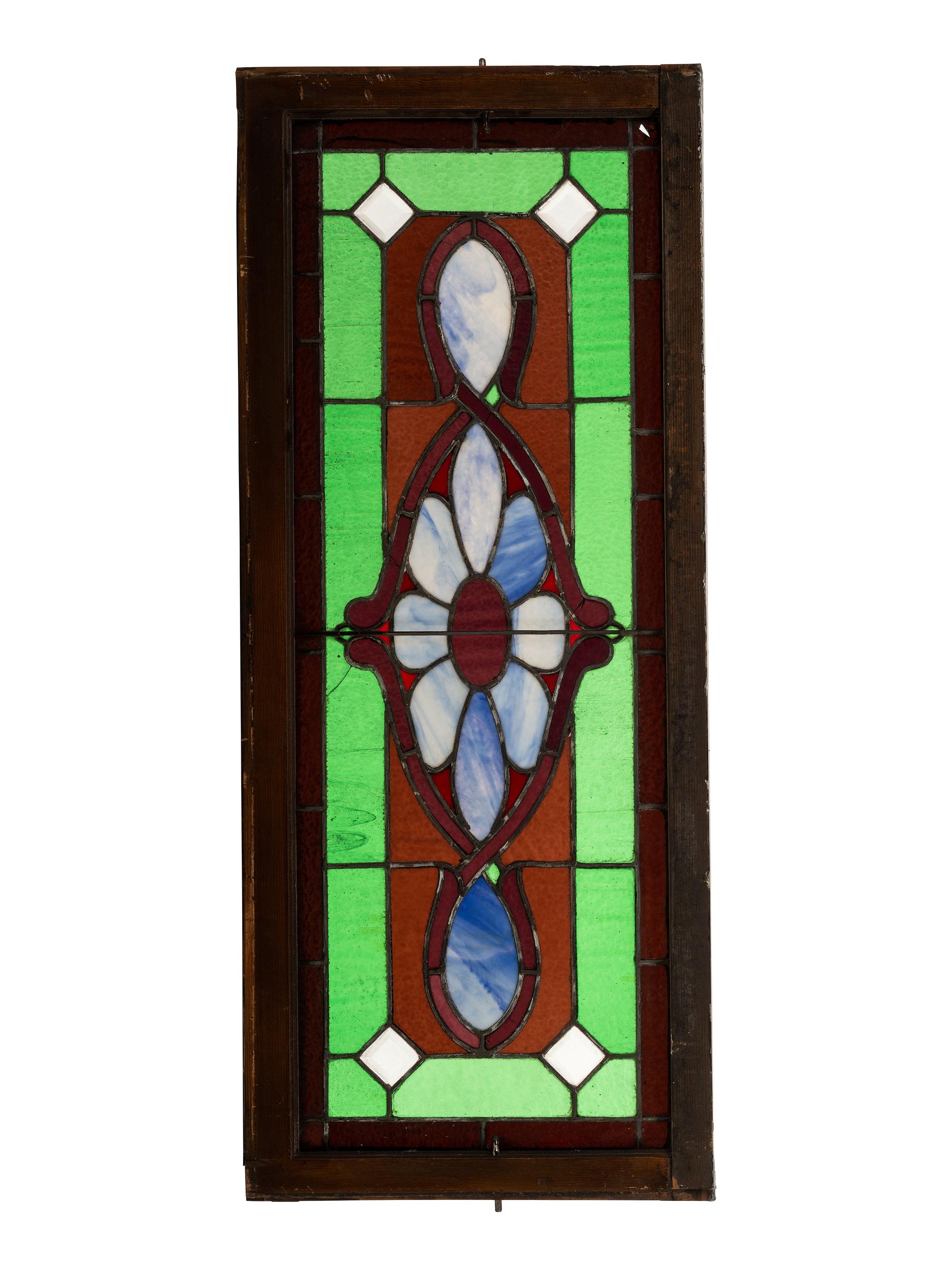 Three American Stained Glass Window Panels