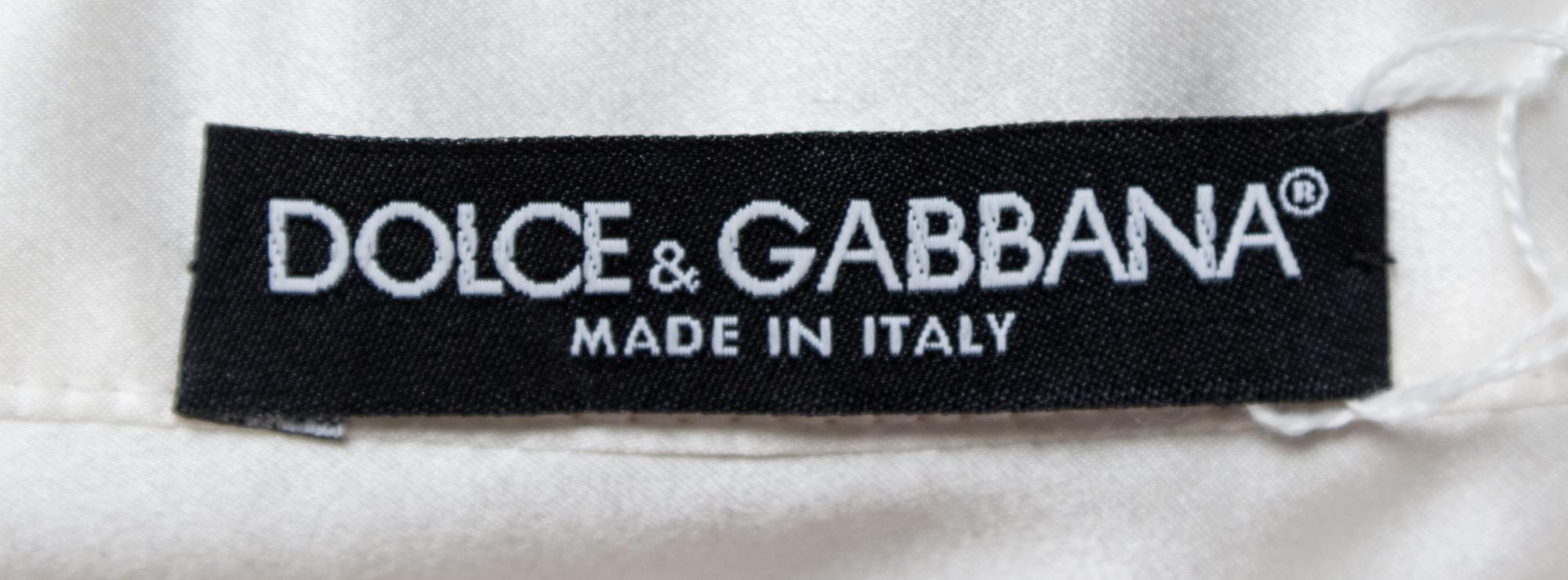 A Dolce & Gabbana White Satin Blouse, Size 40.