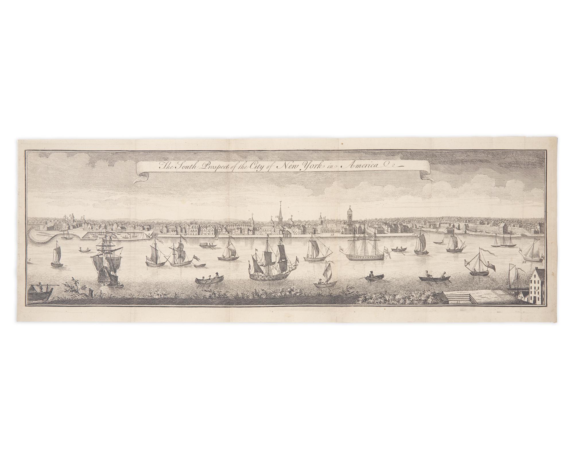 [Americana] [New York] Burgis, William (after). The South Prospect of the City of New York in America