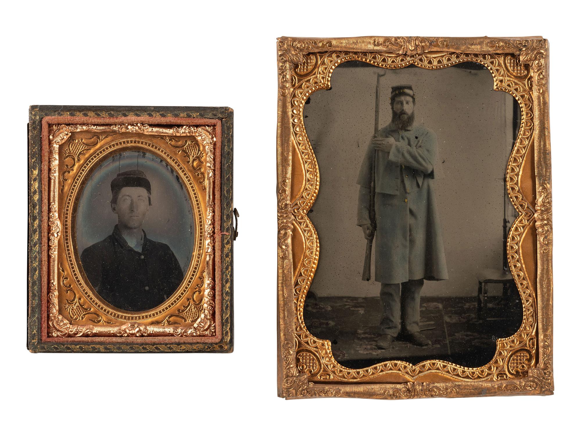 [CIVIL WAR - EARLY PHOTOGRAPHY]. 9 cased images highlighted by 2 portraits of Civil War soldiers.
