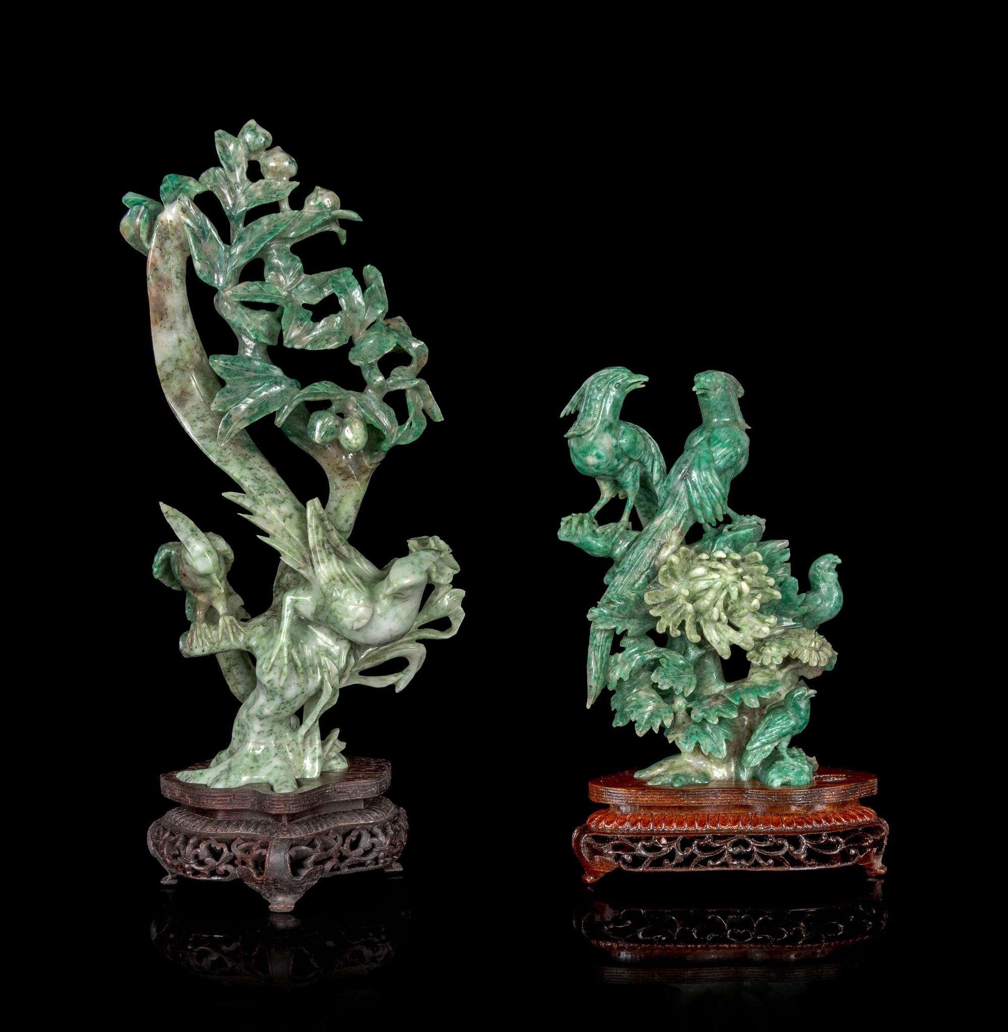 Two Chinese Hardstone Carvings of Birds