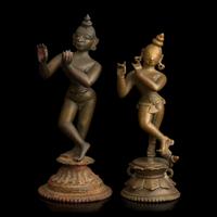 Two Indian Brass Alloy Figures of Krishna Venugopala, Orissa or Bengal, 18th/19th Century