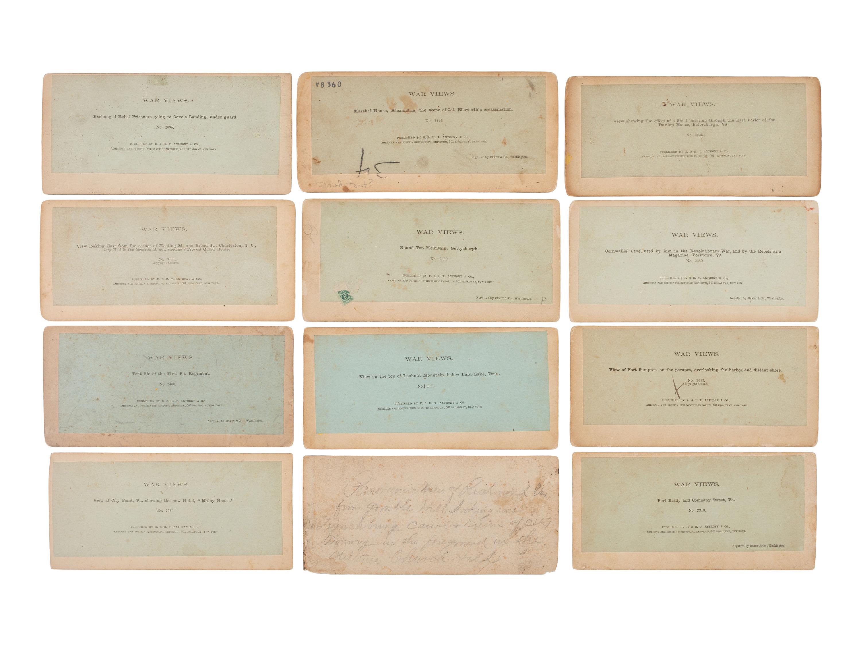 [CIVIL WAR]. A collection of 85 stereoviews from "The War for the Union" series. E. & H.T. Anthony, New York.