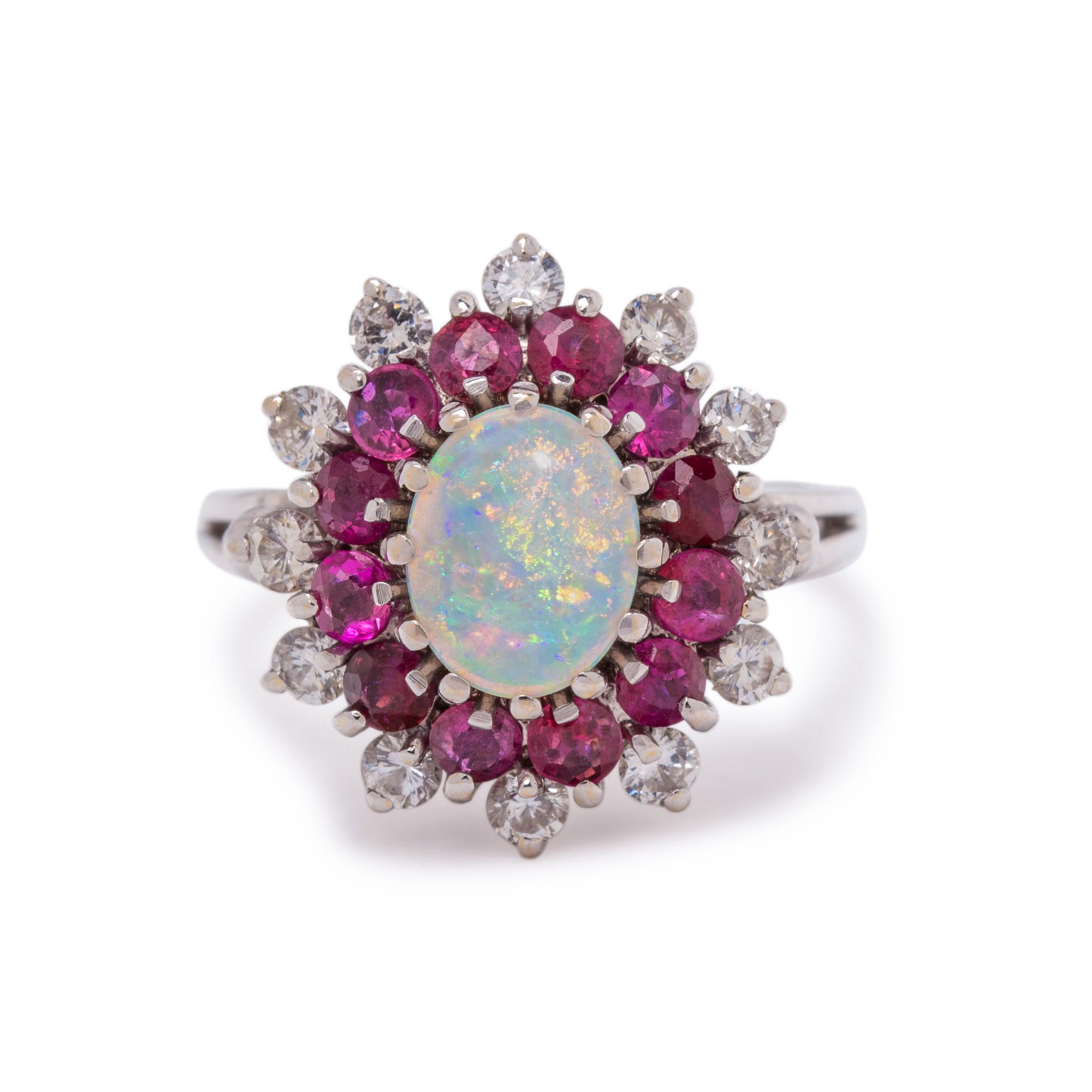 OPAL, RUBY AND DIAMOND RING
