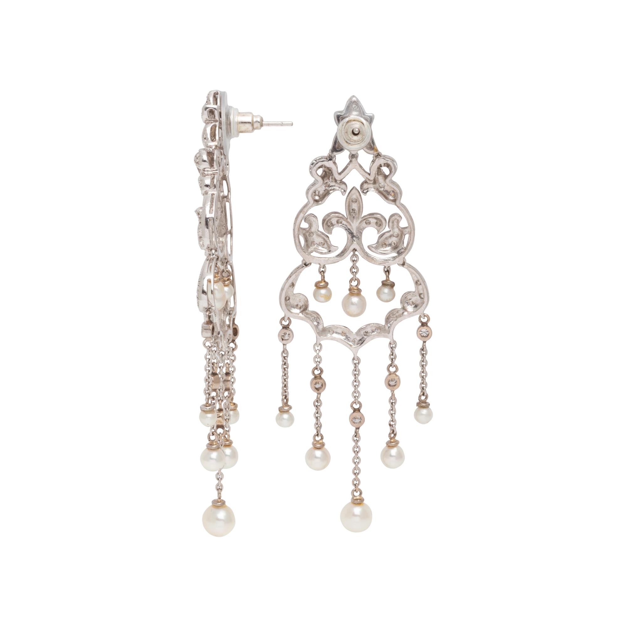 PENNY PREVILLE, DIAMOND AND CULTURED PEARL EARRINGS
