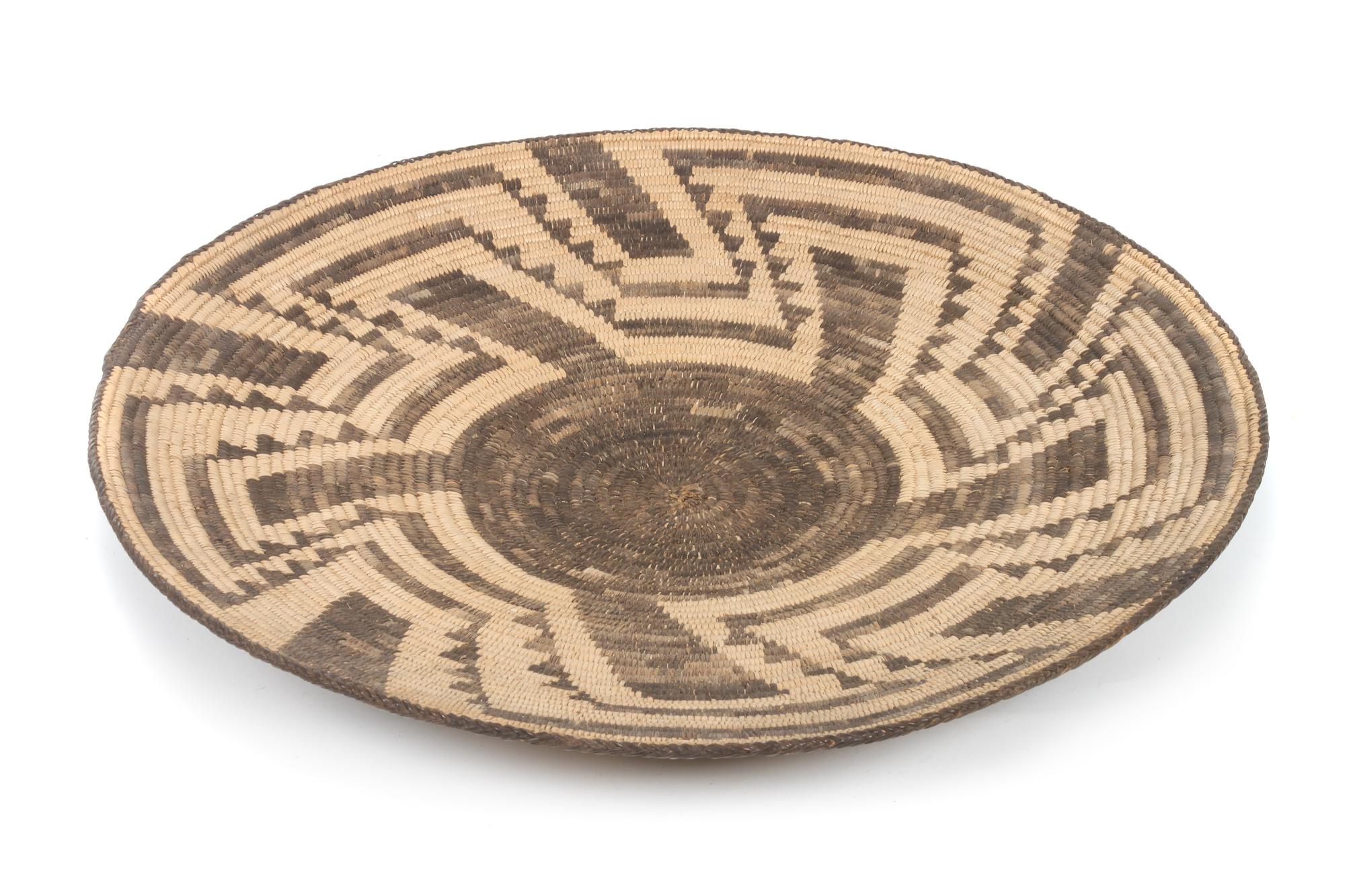 A Pima Basket Tray Height 3 1/8 x diameter 20 1/4 inches.