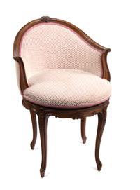 A Louis XV Style Walnut Framed Vanity Chair Height 24 inches. — 20TH CENTURY