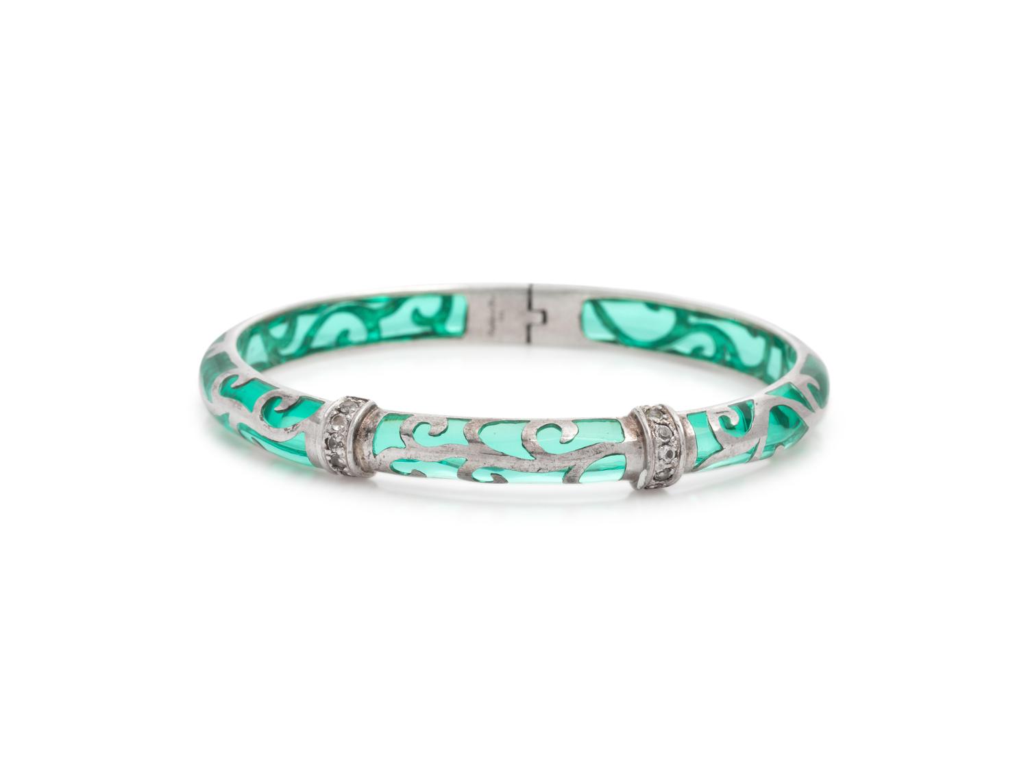 ANGELIQUE DE PARIS, 'VERANDA' RESIN AND SILVER BANGLE BRACELET