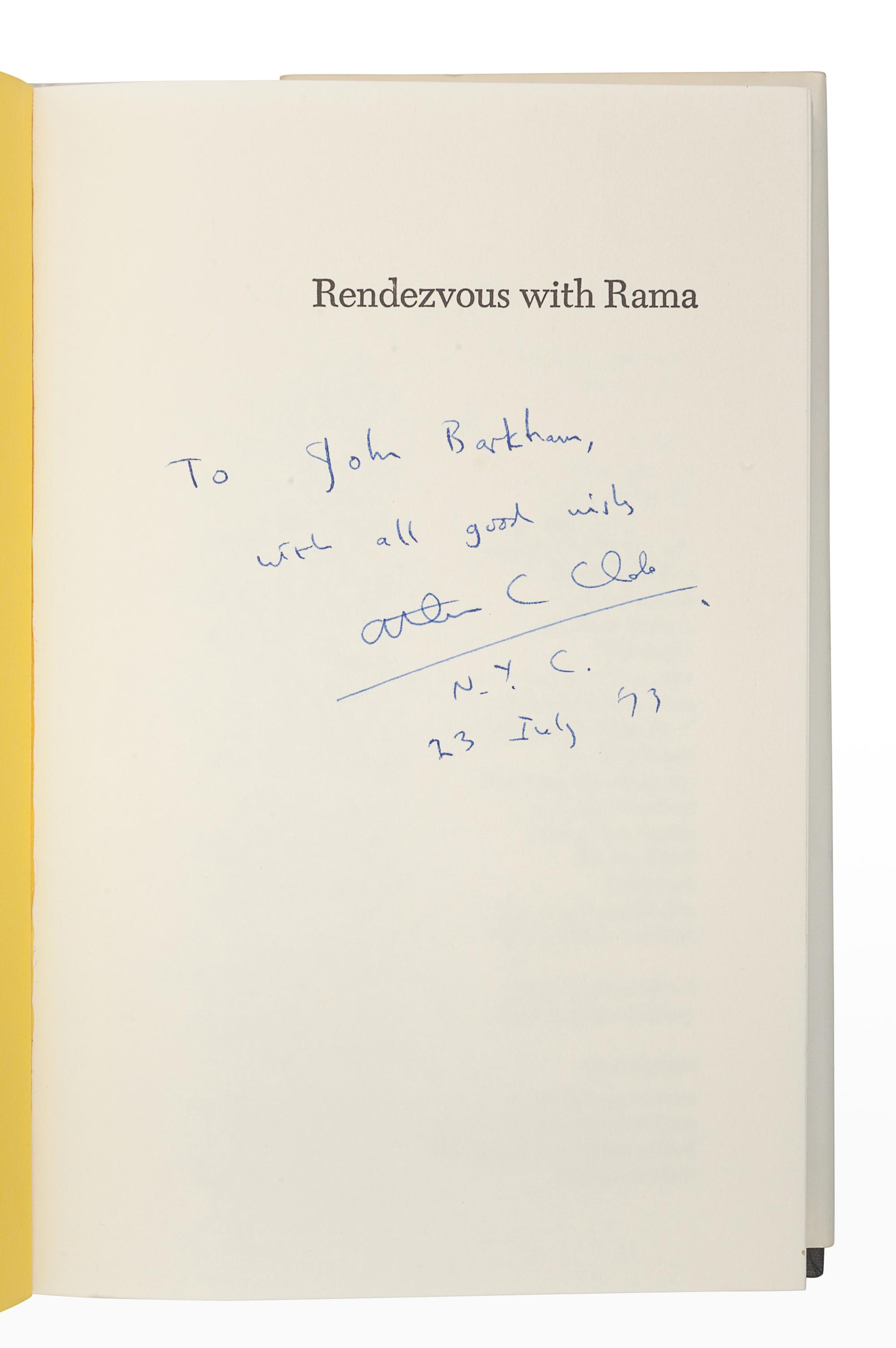 CLARKE, Arthur C. (1917-2008). Rendezvous with Rama . New York: Harcourt Brace Jovanovich, 1973.