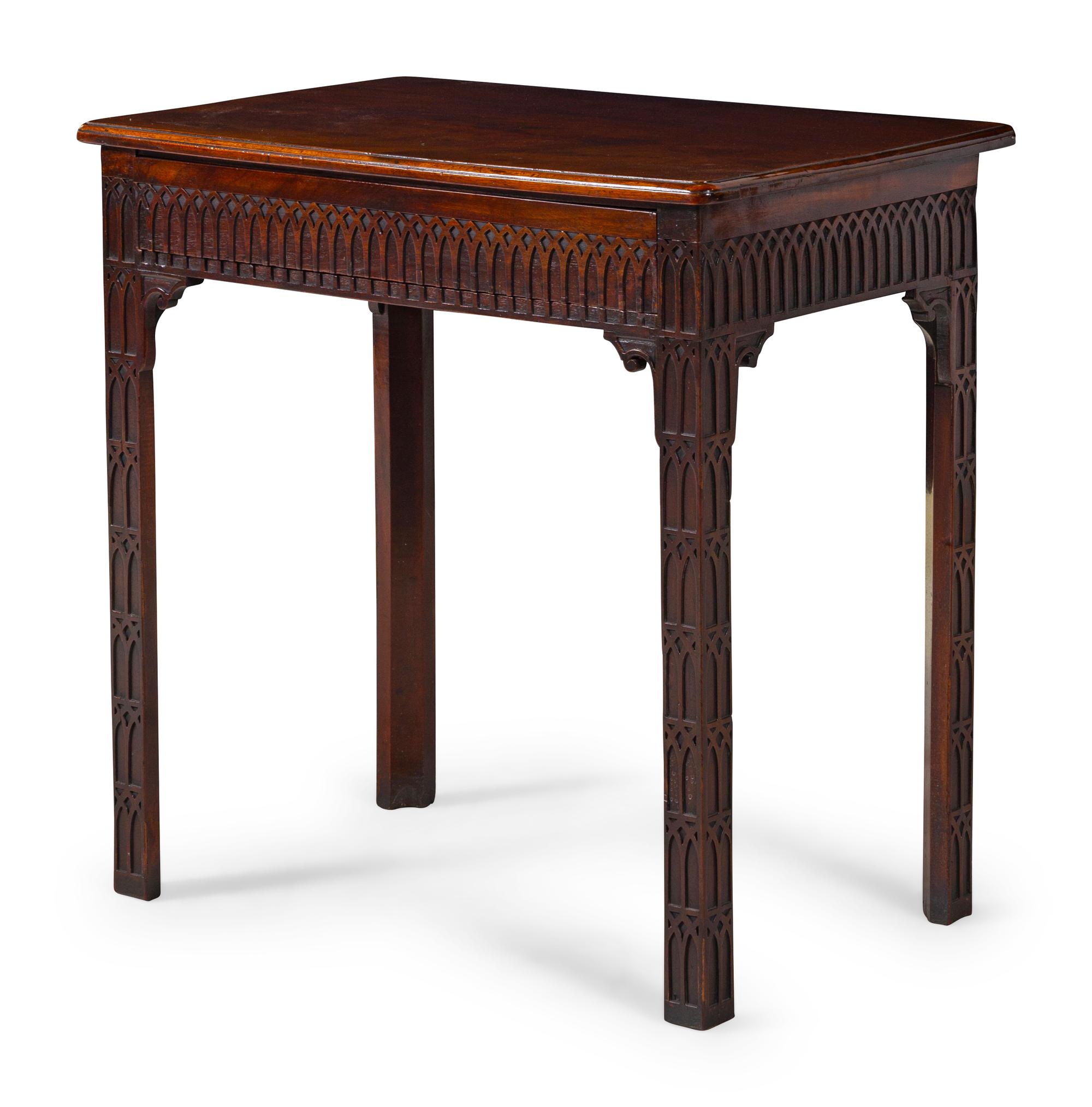 A Chinese Chippendale Style Carved Mahogany Side Table