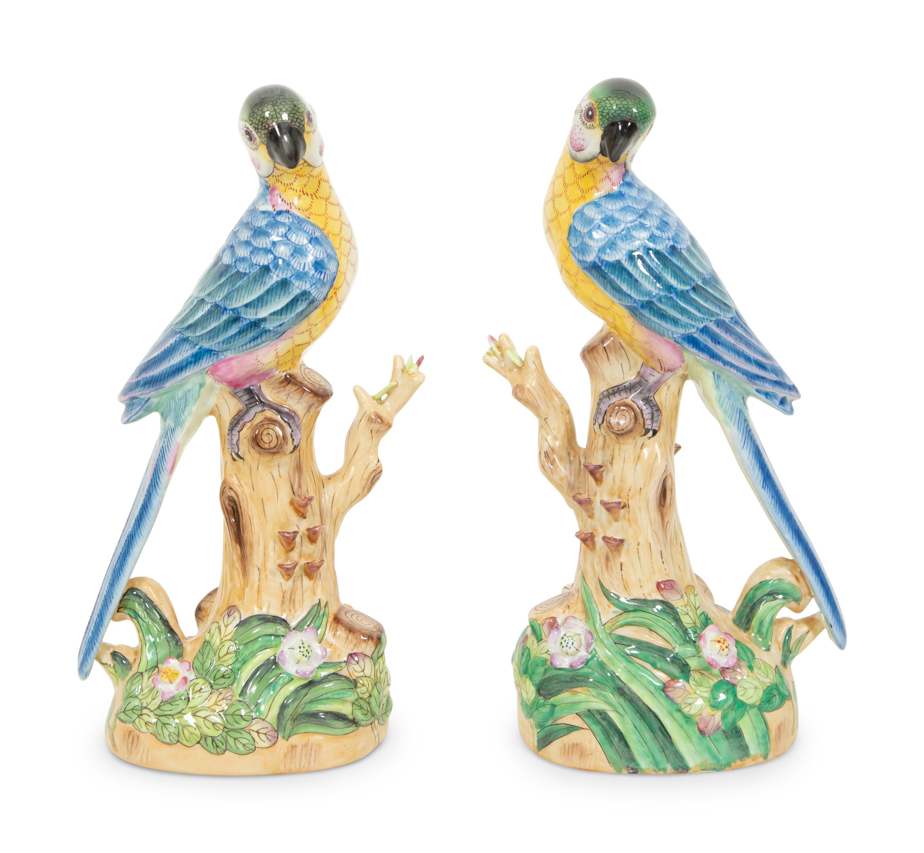 A Pair of Chinese Export Porcelain Parrots