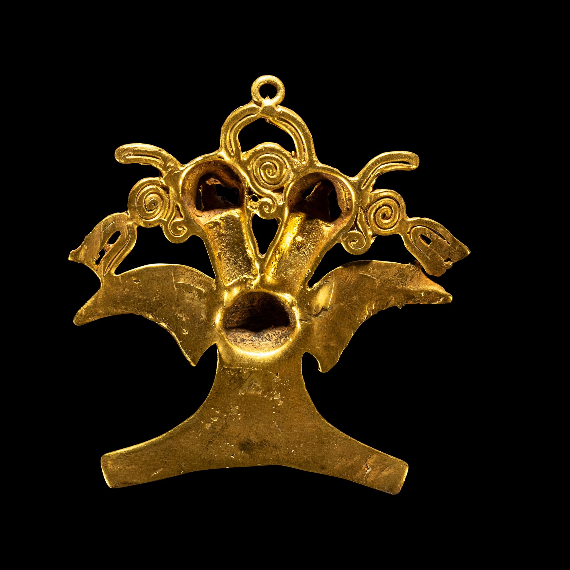 A Veraguas Gold Double-Headed Eagle Pendant