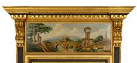 An Italian Parcel Gilt and Ebonized Trumeau Mirror