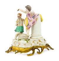 A Meissen Porcelain Figural Mantel Clock